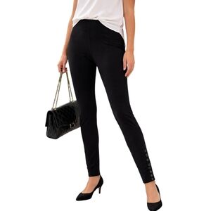 Sympli Black Dressy Leggings Button Ankle Stretch Pull On Pants Size 6